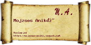 Mojzses Anikó névjegykártya
